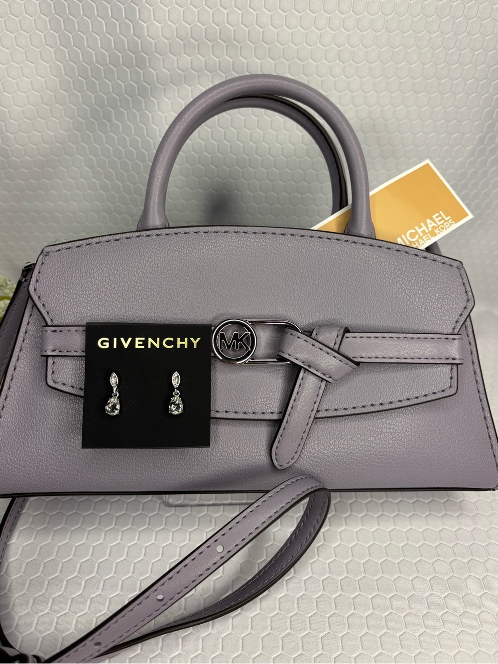 Michael Kors Leather Top-Handle Satchel Crossbody and Givenchy Earrings NWT